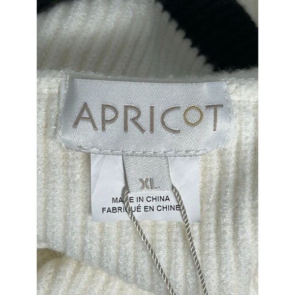 Apricot Long Sleeve Stripe Button Ribbed Sweater in White / Black - Sz XL - NWT - Picture 6 of 9